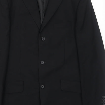 Rice Mens Black Polyester Jacket Suit Jacket Size 42 Regular