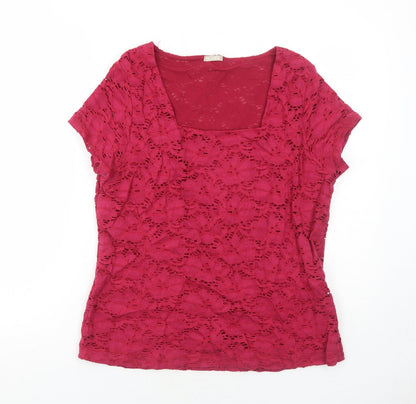 Womens UK Size XL Planet Red Basic T-Shirt