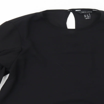 New Look Womens Black Polyester Basic Blouse Size 10 Round Neck