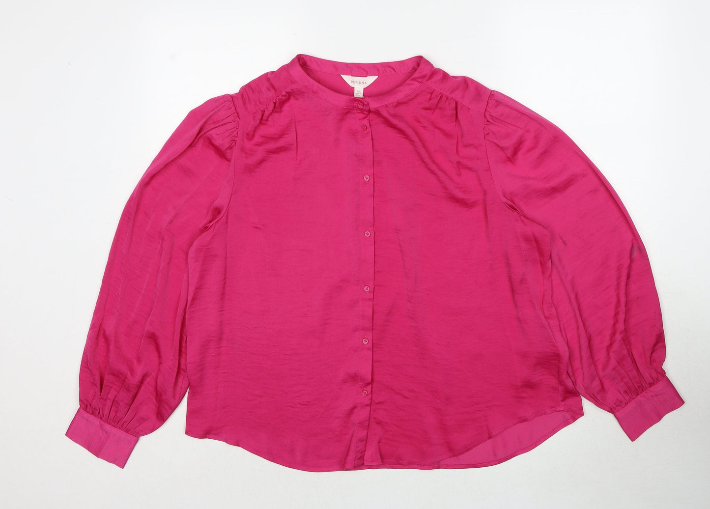Womens UK Size 16 Per Una Pink Basic Button-Up
