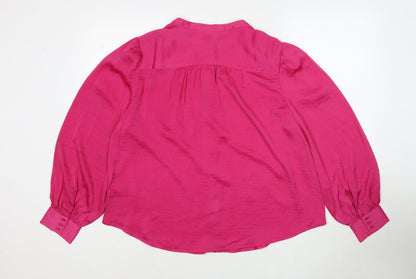 Womens UK Size 16 Per Una Pink Basic Button-Up