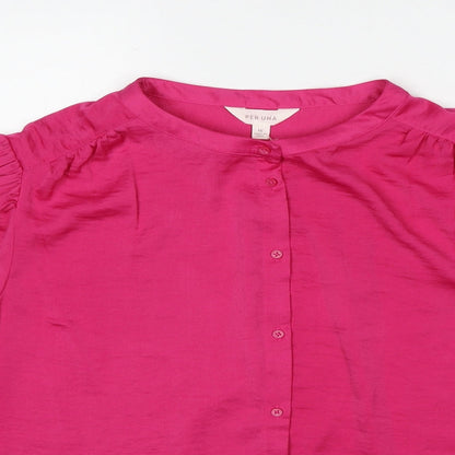 Womens UK Size 16 Per Una Pink Basic Button-Up