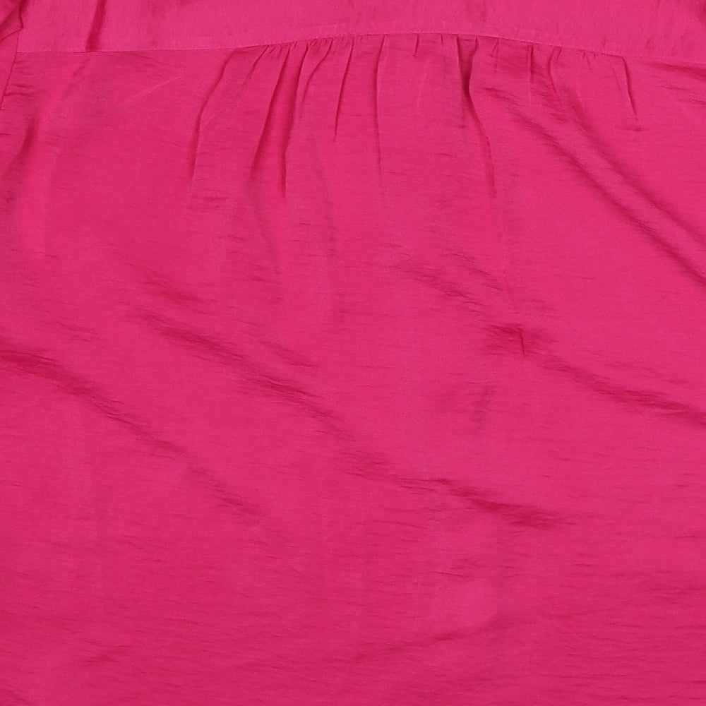 Womens UK Size 16 Per Una Pink Basic Button-Up