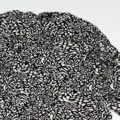 Very Womens Black Geometric Viscose A-Line Size 14 Round Neck Button