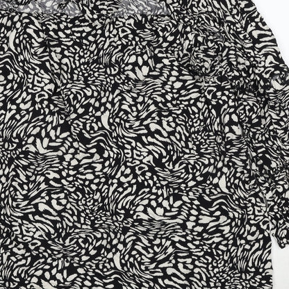 Very Womens Black Geometric Viscose A-Line Size 14 Round Neck Button