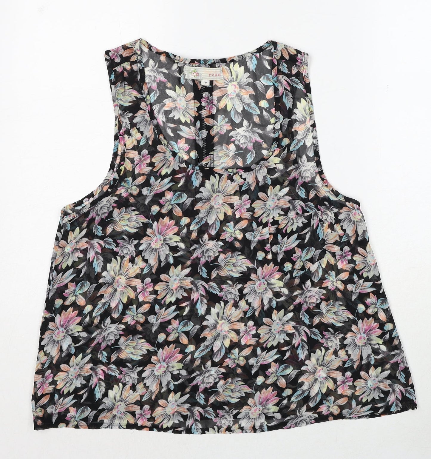 Womens UK Size 10 Cameo Rose Multicoloured Basic Tank