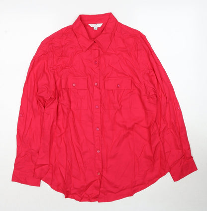 Womens UK Size 14 Julipa Pink Basic Button-Up