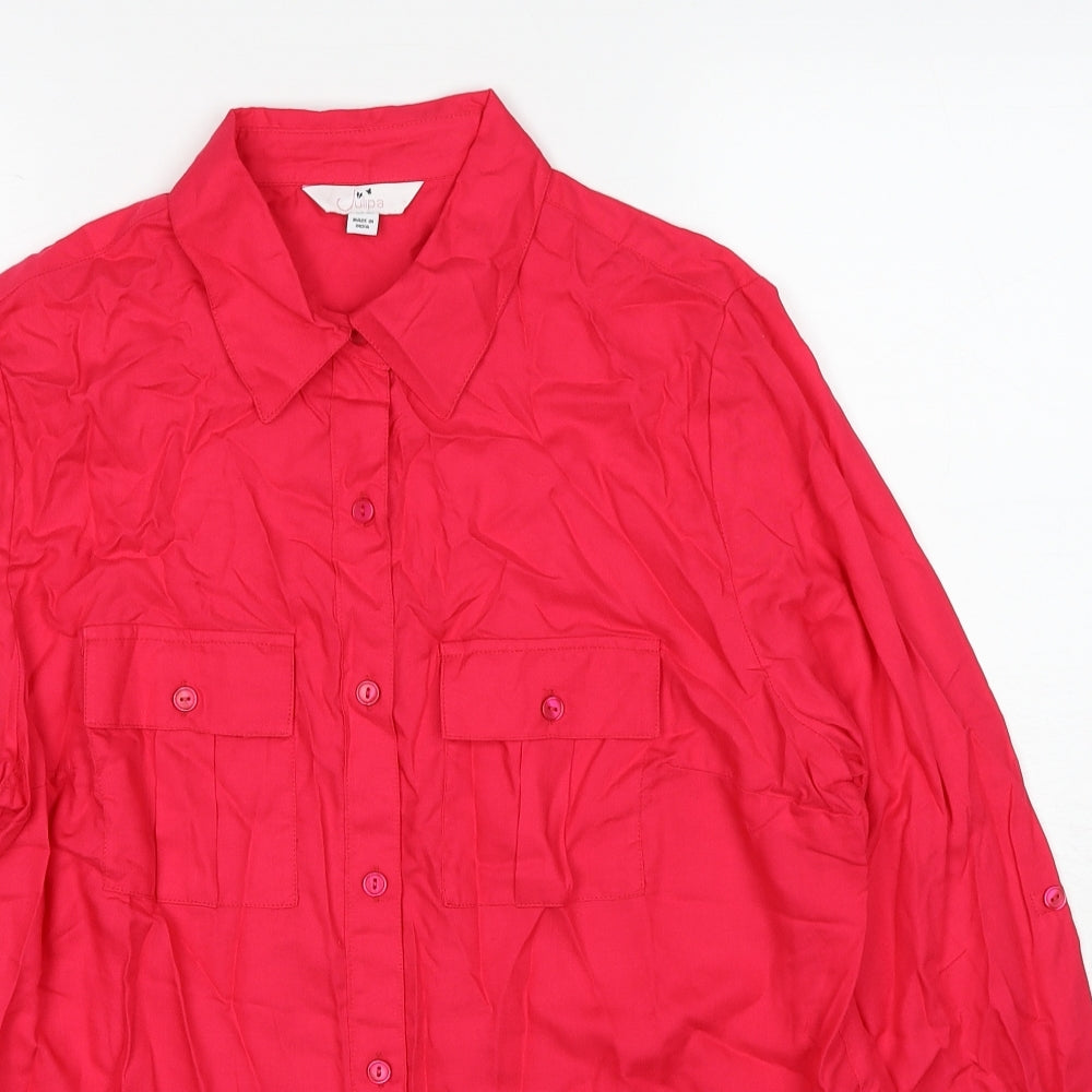Womens UK Size 14 Julipa Pink Basic Button-Up