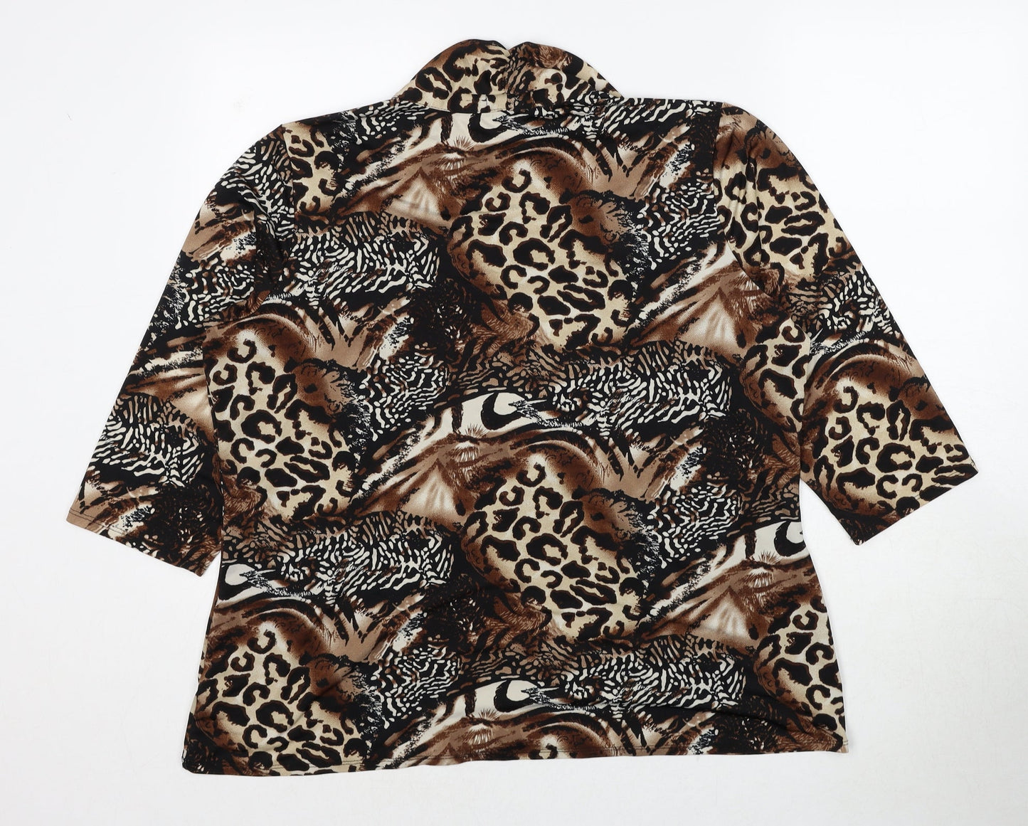 Womens UK Size 2XL Notations Brown Basic Blouse