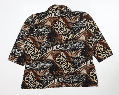 Womens UK Size 2XL Notations Brown Basic Blouse