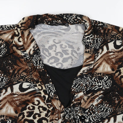 Womens UK Size 2XL Notations Brown Basic Blouse