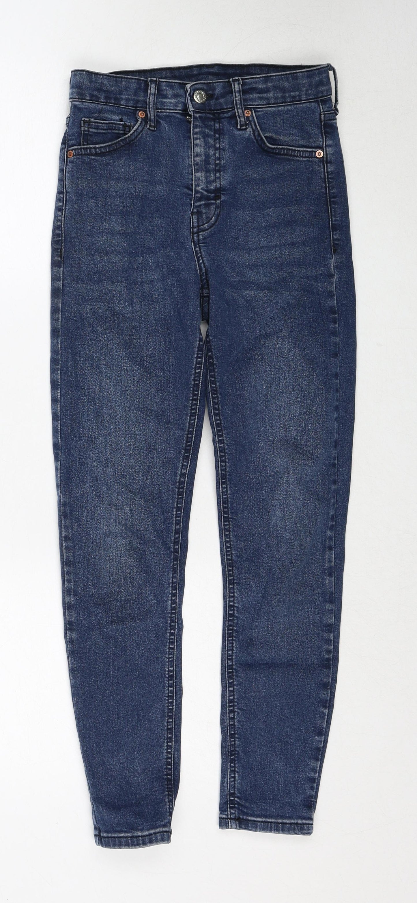 Topshop Womens Blue Cotton Skinny Jeans Size 25 in L30 in Regular Zip