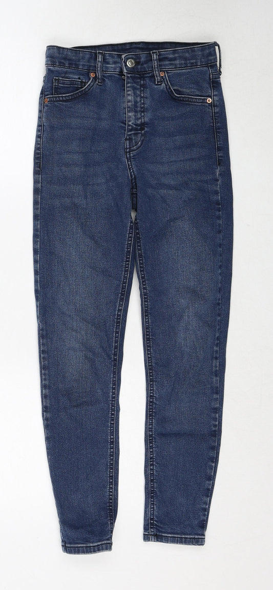 Topshop Womens Blue Cotton Skinny Jeans Size 25 in L30 in Regular Zip