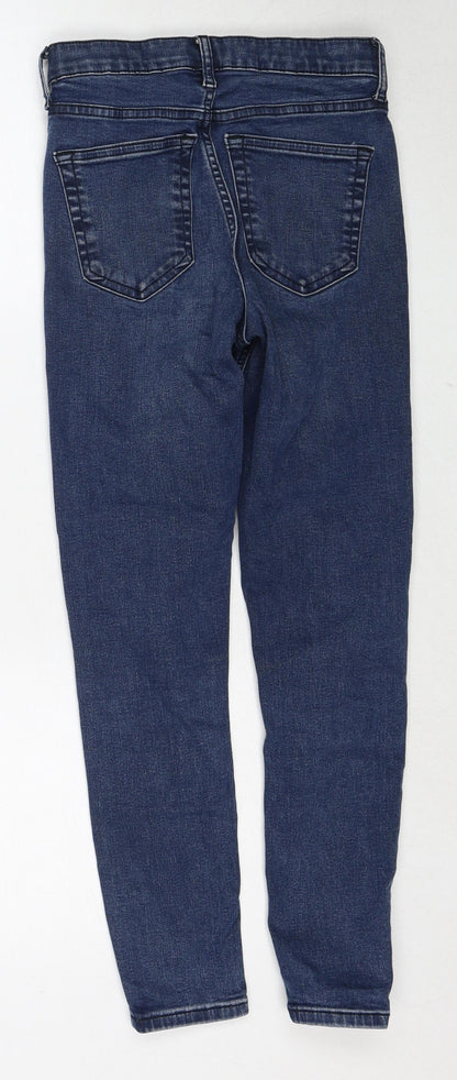 Topshop Womens Blue Cotton Skinny Jeans Size 25 in L30 in Regular Zip