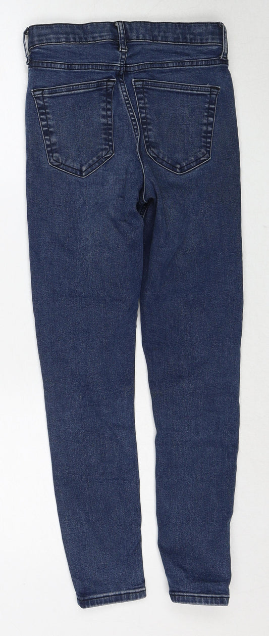 Topshop Womens Blue Cotton Skinny Jeans Size 25 in L30 in Regular Zip