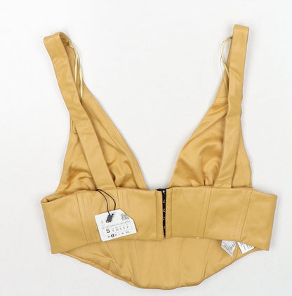 Womens UK Size S Zara Beige Cropped Tank