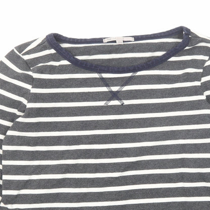Gap Womens Grey Round Neck Striped Cotton Pullover Jumper Size S