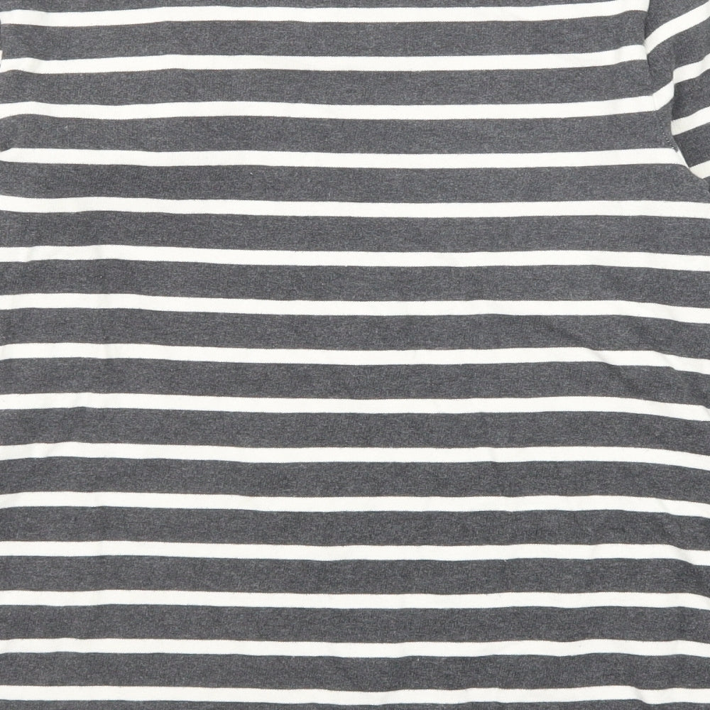 Gap Womens Grey Round Neck Striped Cotton Pullover Jumper Size S