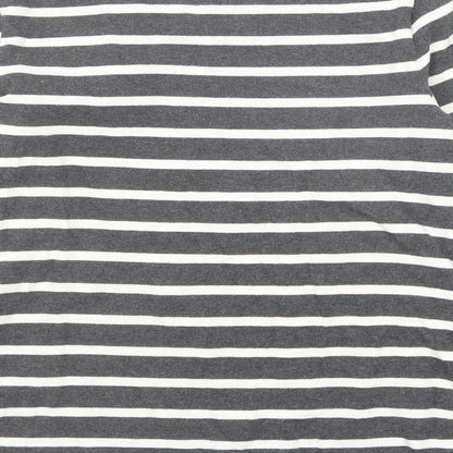 Gap Womens Grey Round Neck Striped Cotton Pullover Jumper Size S
