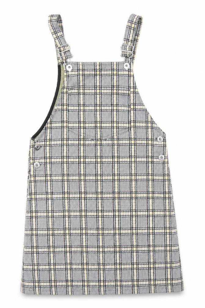 Divided by H&M Womens Multicoloured Plaid Cotton Pinafore/Dungaree Dress Size 8 Square Neck Buckle