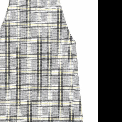 Divided by H&M Womens Multicoloured Plaid Cotton Pinafore/Dungaree Dress Size 8 Square Neck Buckle