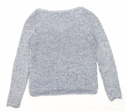 H&M Womens Blue V-Neck Acrylic Pullover Jumper Size XS