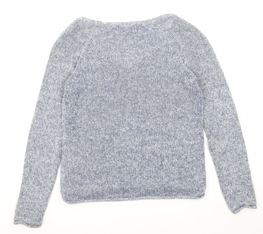 H&M Womens Blue V-Neck Acrylic Pullover Jumper Size XS