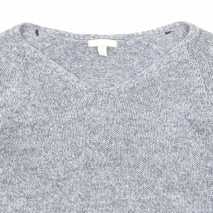 H&M Womens Blue V-Neck Acrylic Pullover Jumper Size XS