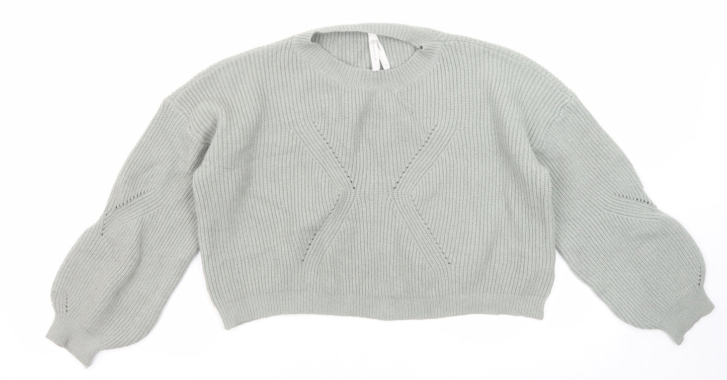 Dreamers Womens Green Round Neck Viscose Pullover Jumper Size L