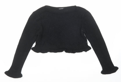 Boohoo Womens Black Round Neck Acrylic Pullover Jumper Size M