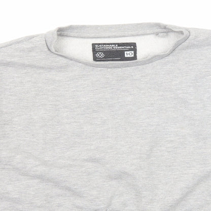 Fluid Womens Grey Cotton Pullover Sweatshirt Size 10 Pullover