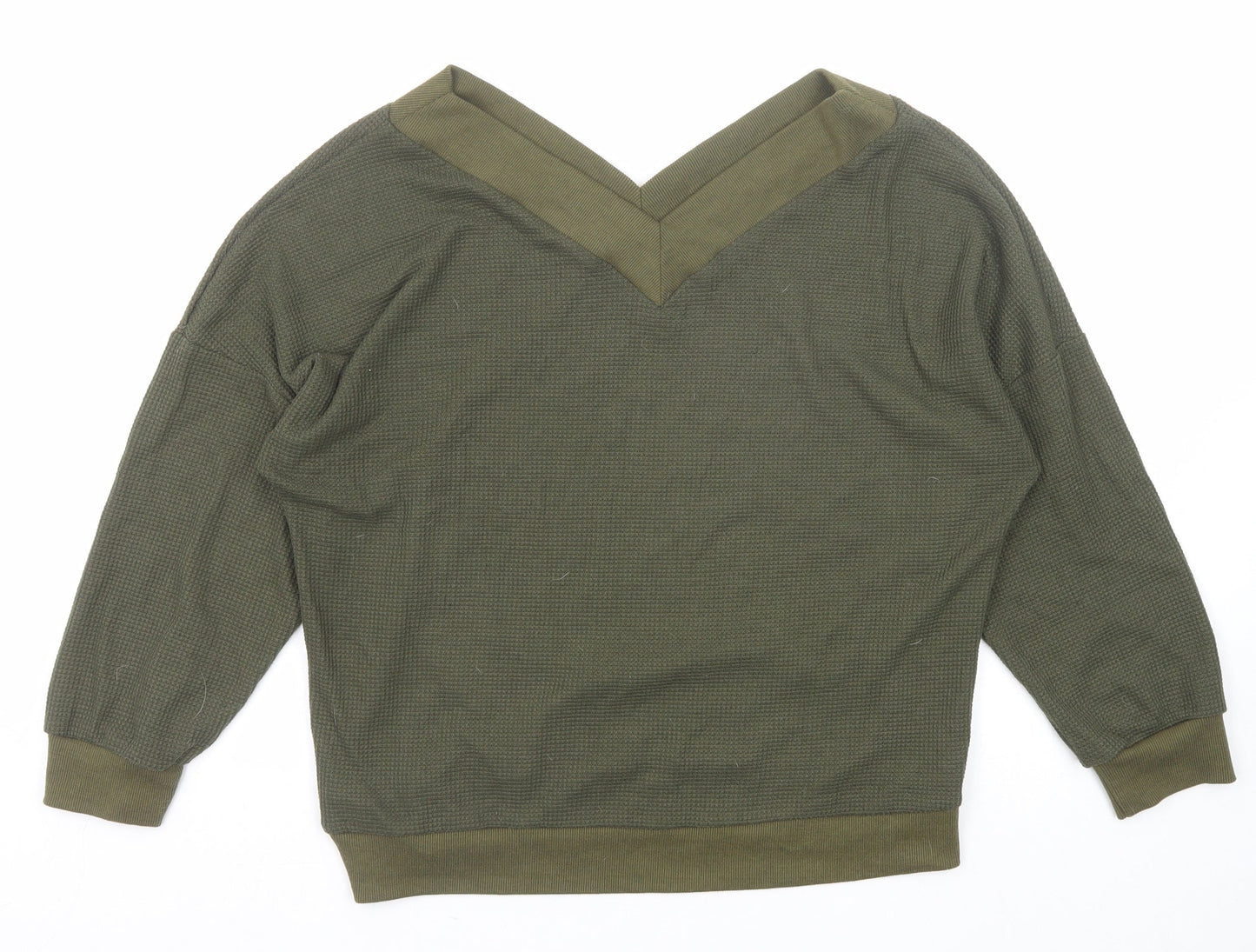 Yidarton Womens Green V-Neck Cotton Pullover Jumper Size L
