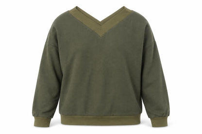 Yidarton Womens Green V-Neck Cotton Pullover Jumper Size L