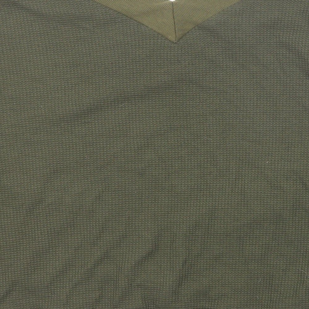 Yidarton Womens Green V-Neck Cotton Pullover Jumper Size L