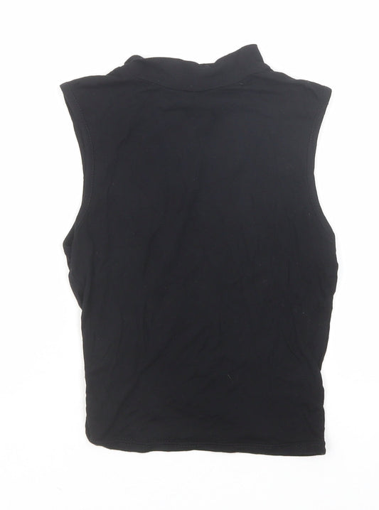 Nasty Gal Womens Black Polyester Basic Tank Size XS Mock Neck
