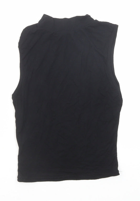 Nasty Gal Womens Black Polyester Basic Tank Size XS Mock Neck