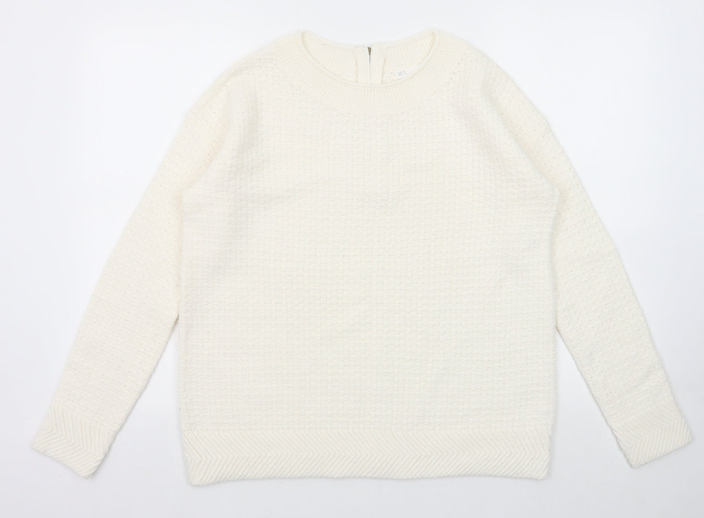 Womens UK Size M Sfera White Pullover Jumper