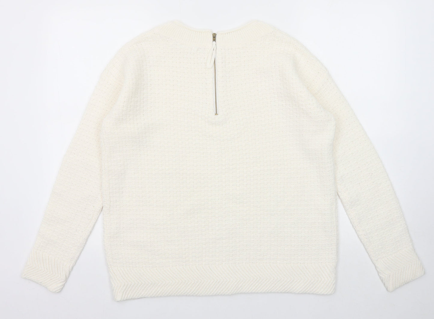 Womens UK Size M Sfera White Pullover Jumper