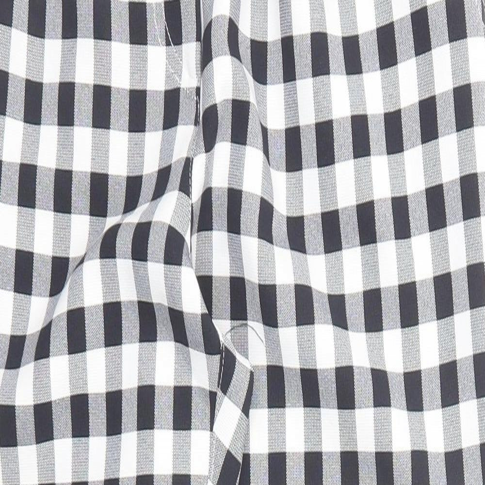 Topshop Womens Black Check Polyester Chino Trousers Size 6 Regular Zip