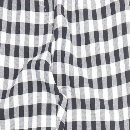 Topshop Womens Black Check Polyester Chino Trousers Size 6 Regular Zip