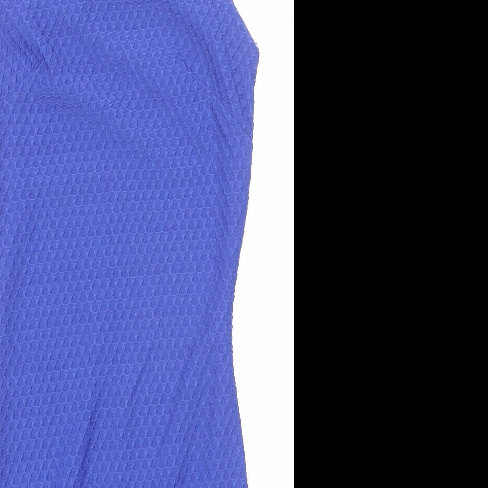 Miss Selfridge Womens Blue Geometric Polyester Bodycon Size 4 Round Neck Pullover