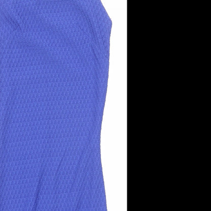 Miss Selfridge Womens Blue Geometric Polyester Bodycon Size 4 Round Neck Pullover