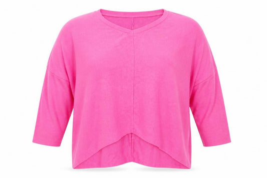 Blue Vanilla Womens Pink V-Neck Viscose Pullover Jumper One Size