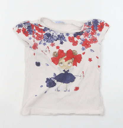 Mayoral Girls White Cotton Pullover T-Shirt Size 2 Years Round Neck Pullover