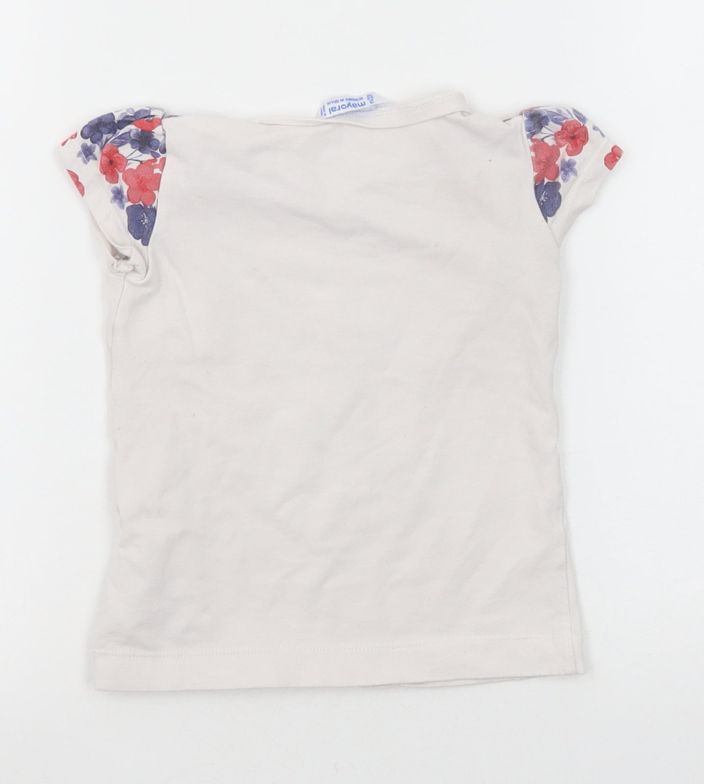 Mayoral Girls White Cotton Pullover T-Shirt Size 2 Years Round Neck Pullover