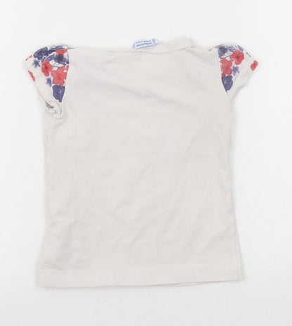 Mayoral Girls White Cotton Pullover T-Shirt Size 2 Years Round Neck Pullover