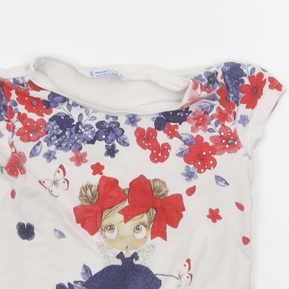 Mayoral Girls White Cotton Pullover T-Shirt Size 2 Years Round Neck Pullover