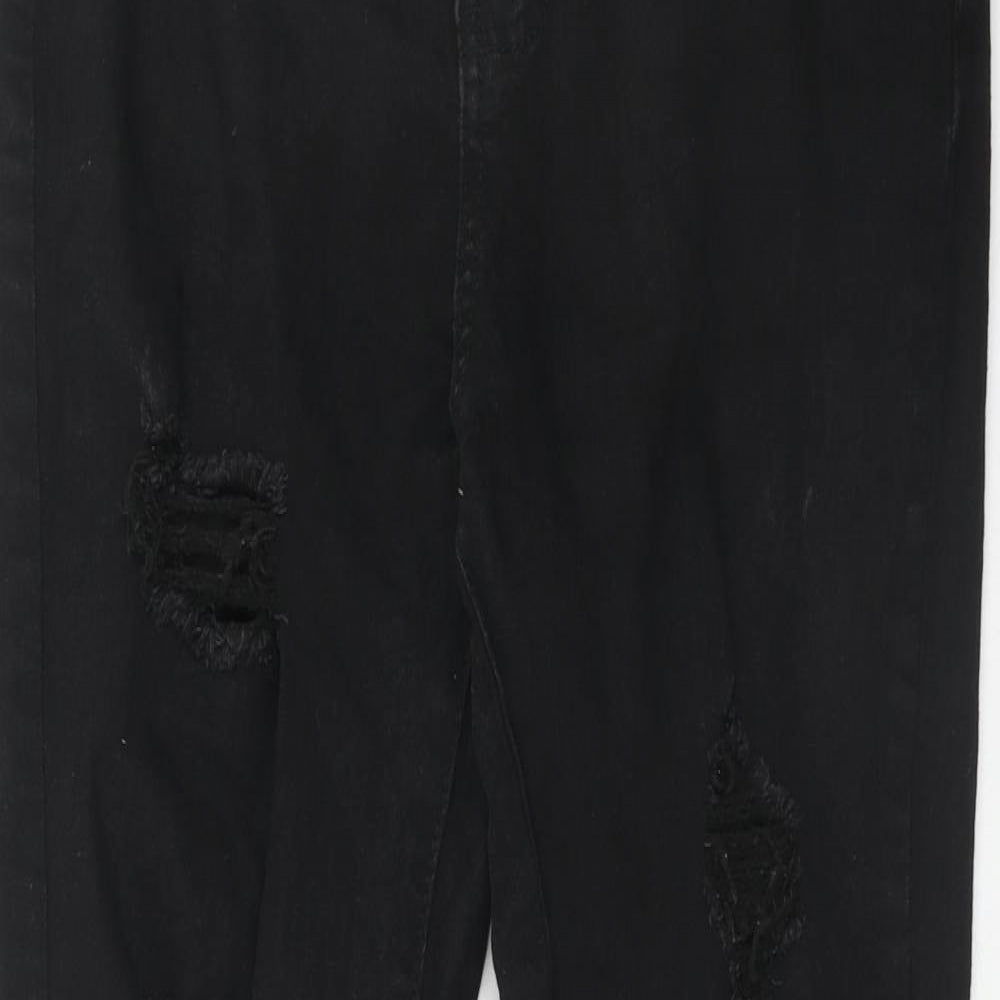 Boohoo Womens Black Cotton Skinny Jeans Size 12 Regular Zip