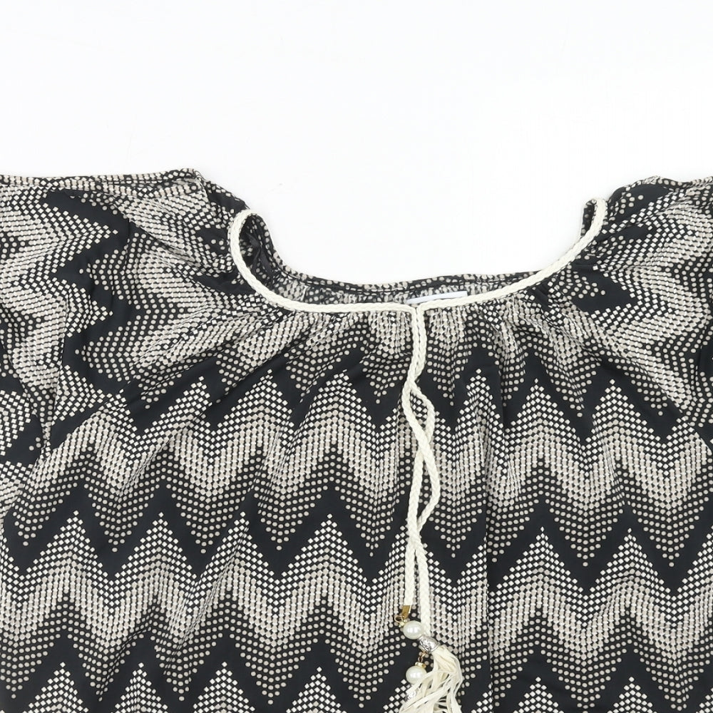 Womens UK Size S Blue vanilla Black Basic Blouse