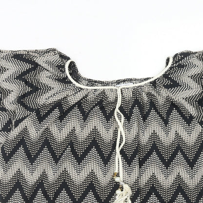 Womens UK Size S Blue vanilla Black Basic Blouse